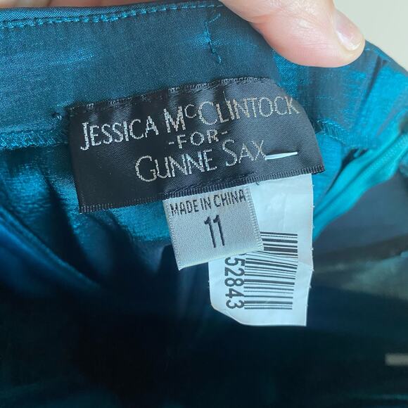 Vintage Jessica McClintock for Gunne Sax Metallic Strapless mini dress - Picture 3 of 10